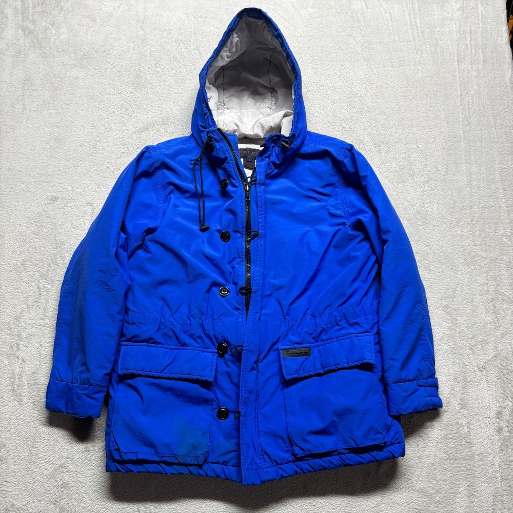 VTG Ralph Ralph Lauren Ski Jacket Womens S Hooded Parka Winter Coat Blue